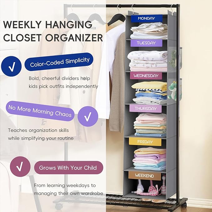 VERONLY Weekly Hanging Closet Organizer - Image 3