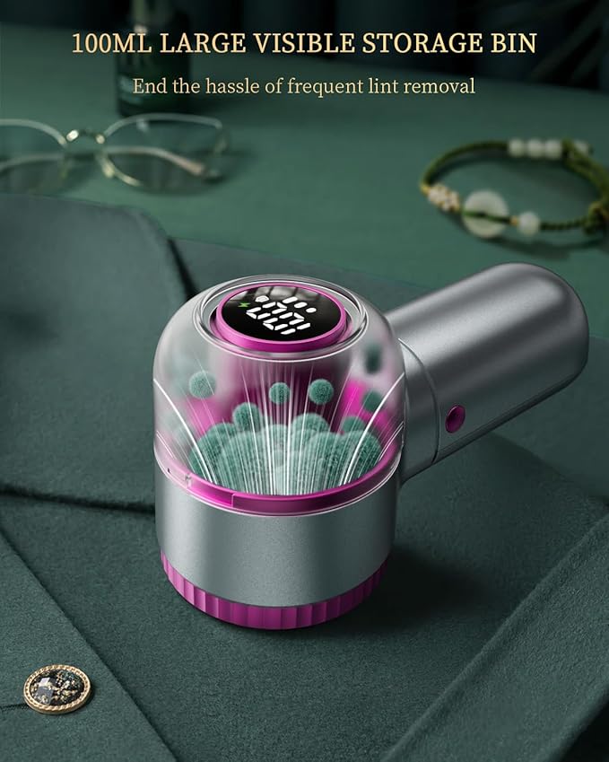 Fabric Shaver with Lint Brush, Large Lint Shaver with Digital Display, 3-Speeds - Image 6