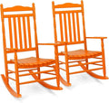 VINGLI Wooden Rocking Chair, Outdoor Chair with 450 lbs Support, Relaxing Rocker with Solid Wood High Back Seat Reclining Seat for Deck, Garden, Backyard, Porch, Indoor or Outdoor Use (Orange, 2PCS) by VINGLI