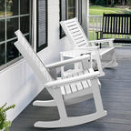 GREENVINES Outdoor Rocking Chairs | Set of 4 | Porch Rocker | HDPE Plastic | White | Oversized Rockers | High Back | Big & Tall | Ladder Back | for Patio Outside Backyard Balcony Garden - Image 6