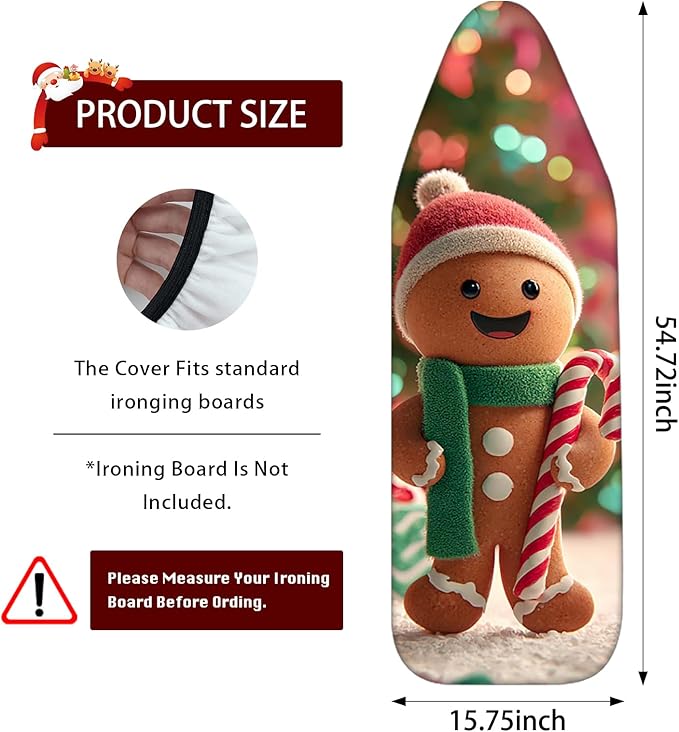 Nuxovilar Ironing Board Covers Winter Gingerbread Man Pattern Polyester 15x54 - Image 3