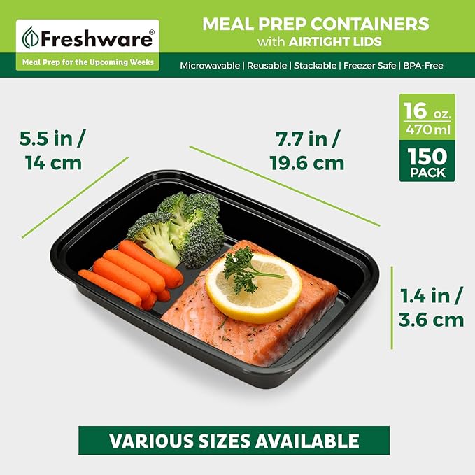 Freshware Meal Prep Containers 1 Compartment - Image 4