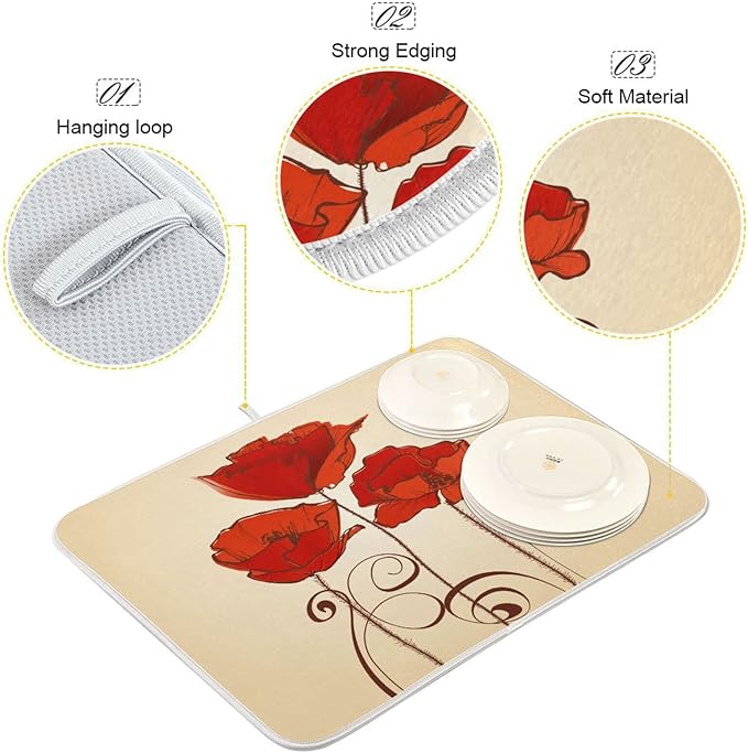 Super Absorbent Dish Drying Mat, Microfiber Fast-Drying Dish Mat, Kitchen Dish - Image 4