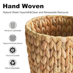 Wicker Trash Can, Small Bathroom Trash Can, Water Hyacinth Wicker Waste Basket - Image 5