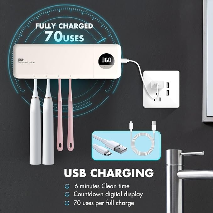 Sanitizeri Toothbrush Holder, Sanitizeri Toothbrush Cleaner, 2000mAh - Image 7