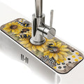 Kitchen Sink Splash Guard，Sunflower-with bumblebees Faucet Mat Sink by ZHUZHISHAN