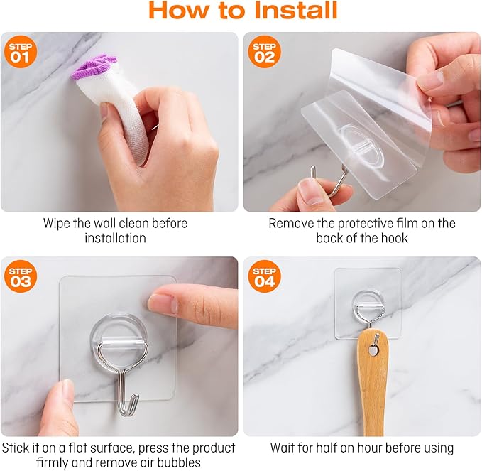 Adhesive Wall Hooks for Hanging Heavy Duty 33lb, Waterproof and Rustproof - Image 7