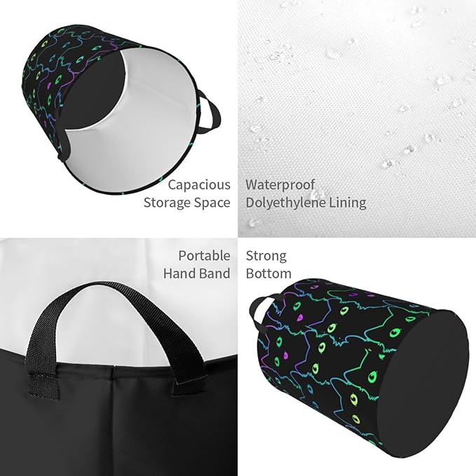 Funny Black Cats Laundry Hamper Bag - Image 3