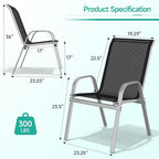 Patio Chairs Set of 4, Easily Set Up Stackable Outdoor Dining Chairs with High Back and Wide Seat, All Weather Breathable Outdoor Chairs Set of 4 with Metal Frame for Backyard Deck Pool, Black - Image 3