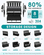 SERWALL HDPE Outdoor Storage Bench, All-Weather, UV-Resistant Deck Box with Waterproof Storage Bags, 57 Gallon Dual-Use Seat & Organizer Deck Boxes for Patio, Garden Tools & Pool (Matte Black) - Image 6