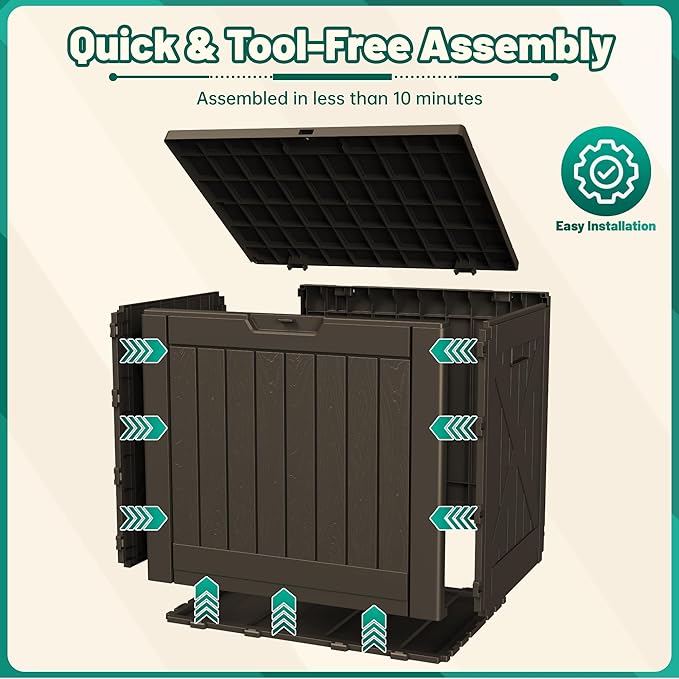 Devoko 40 Gallon Deck Box Outdoor Storage Box Waterproof for Patio, Large Outdoor Storage Bench Lockable for Outside (Deep Brown, 40 Gallon) - Image 5