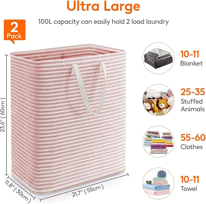 Lifewit 2 Pack Laundry Hamper Large Collapsible Laundry Baskets, Freestanding - Image 4