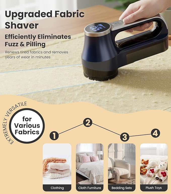 Rechargeable Fabric Shaver | 3-Speed Electric Lint Remover | 6 Blades High - Image 2