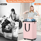 Laundry Basket with Wheels, Collapsible Laundry Baskets, Laundry Hamper with - Image 5