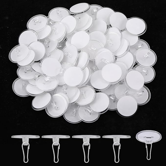 100 Pack Ceiling Hooks Adhesive Removable Transparent Wall Hanger by Unknown
