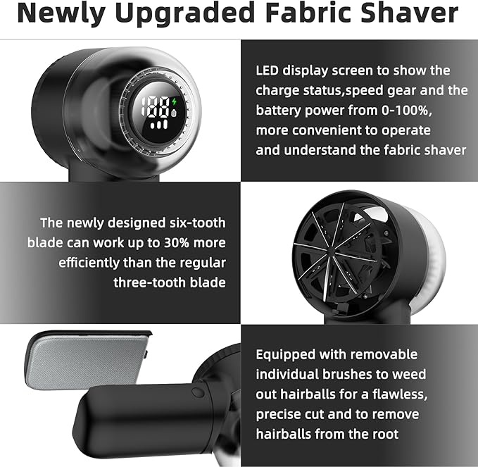 Fabric Shaver Electric Lint Remover Rechargeable Sweater Shaver Dual Protection - Image 2