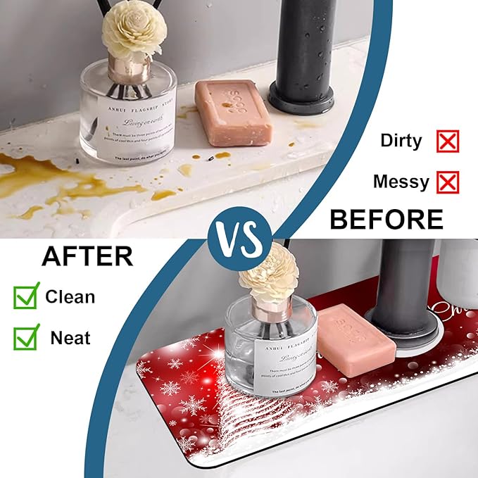 Christmas Merry Xmas Sink Faucet Absorbing Mat Santa Claus Super Absorbent Fast - Image 6