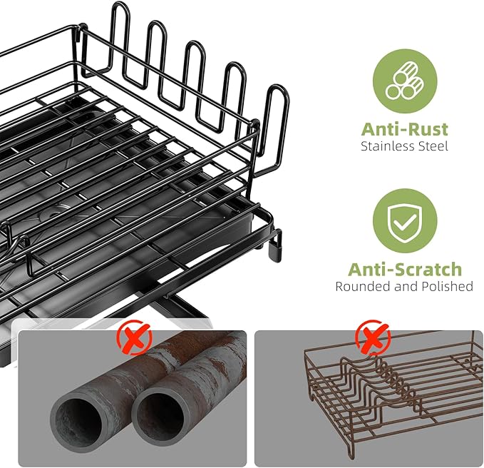 Expandable Dish Drying Rack for Kitchen Counter, Large Capacity Dish Drainer - Image 3