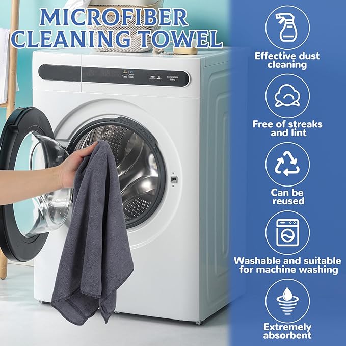 6 Pcs Extra Large Microfiber Cleaning Cloth Reusable Microfiber Towels Thick - Image 4