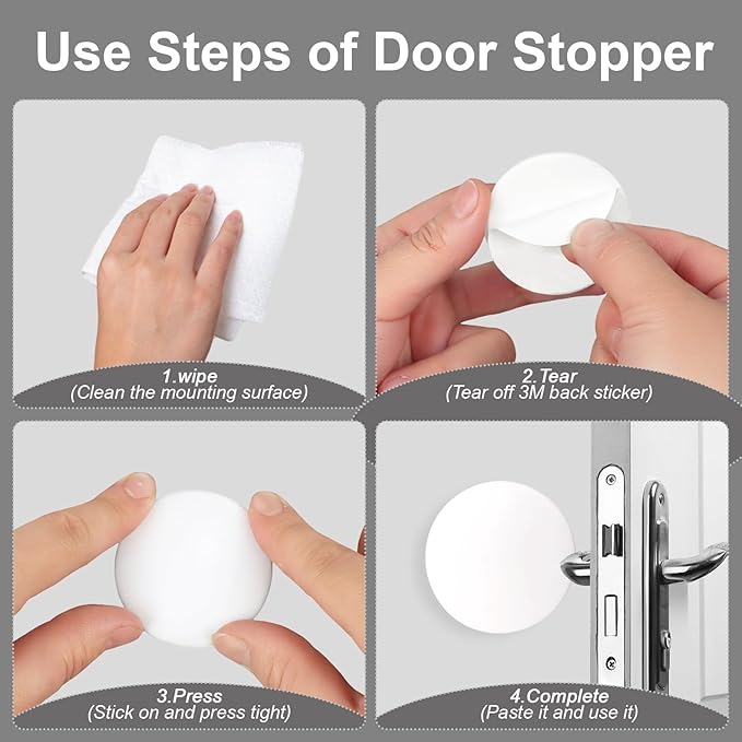 8 PCS Door Stoppers for Wall, Round Wall Shield Cushion - Image 3