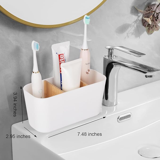 Toothbrush Holders for Bathrooms, Bamboo Tooth Brush Holder - Image 2