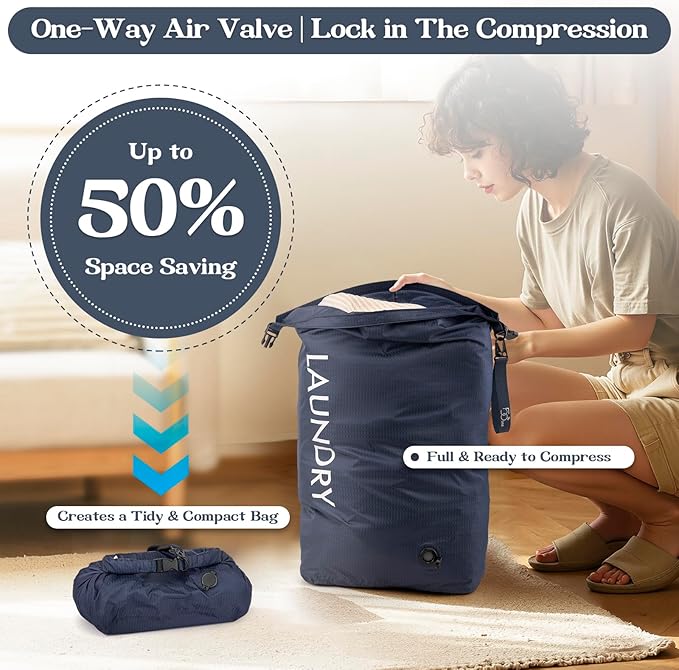 Travel Laundry Bag, Vacuum Compression Dirty Clothes Travel Bag, Waterproof - Image 4