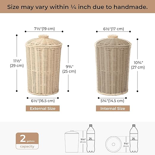 GRANNY SAYS Wicker Small Bathroom Trash Can - Image 3