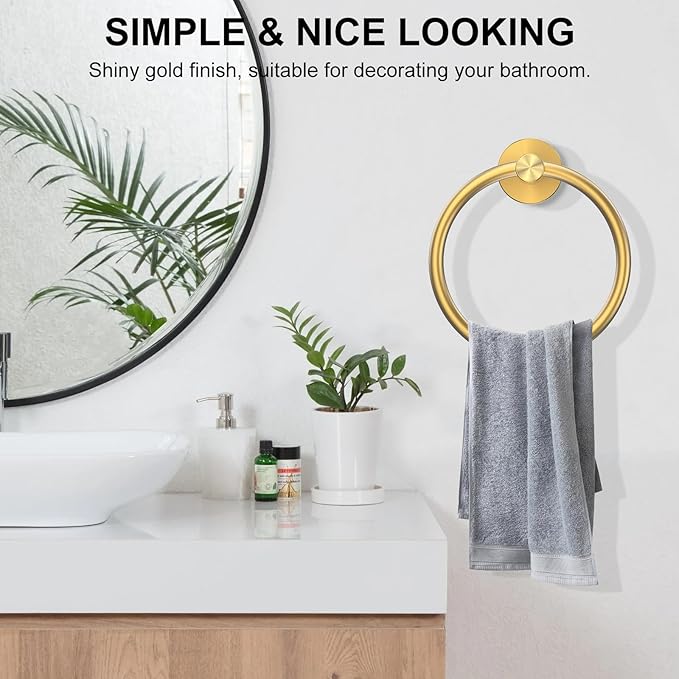SetSail Towel Holder Screw-in Gold Towel Ring - Image 6