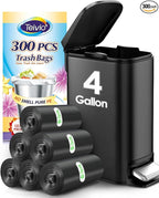 4 Gallon 300 Counts Strong Trash Bags Garbage Bags by Teivio, Bathroom Trash by Teivio