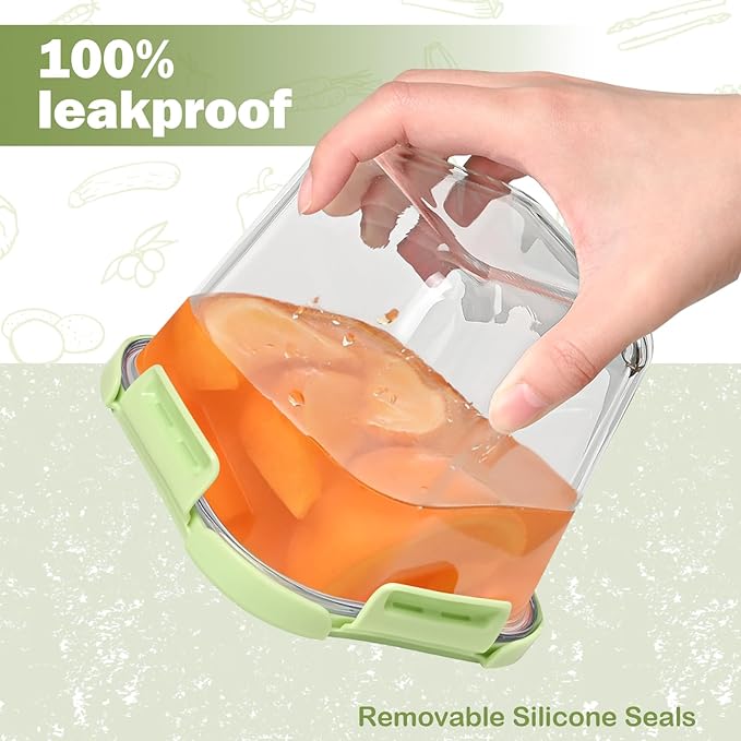 Glass Soup Containers with lids 4 Cup, 32 oz Glass Storage Containers, Tall - Image 4