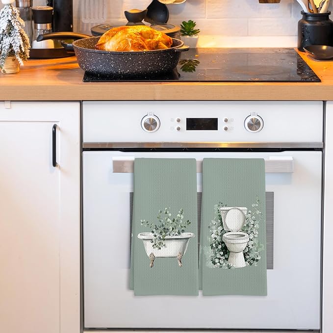 Sage Green Eucalyptus Hand Towels - Image 2