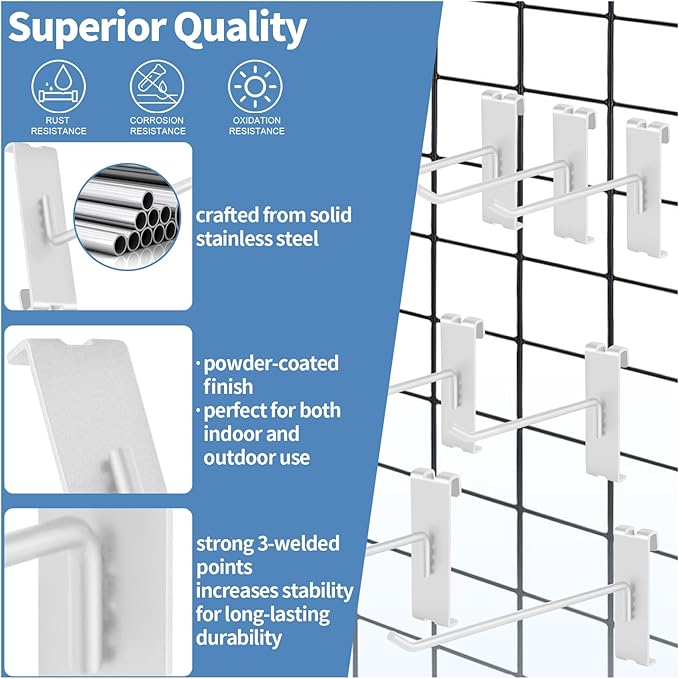 20Pcs Gridwall Hooks, Metal Grid Panel Hanging Peg Hooks, Grid Wall Accessory - Image 3