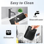 PoYang 14.6 inch Faucet Mat for Kitchen Sink Splash Guard, 7° Slope Silicone - Image 9