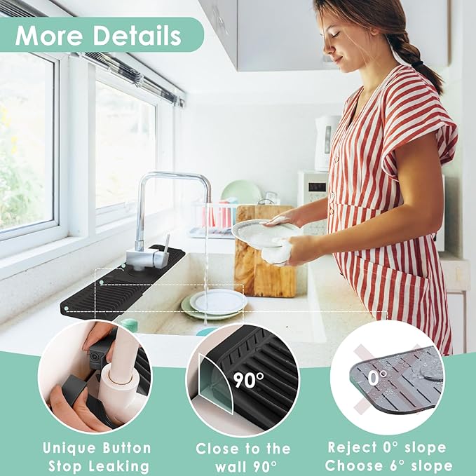 24 Inch Silicone Faucet Mat for Kitchen Sink Splash Guard - Image 5