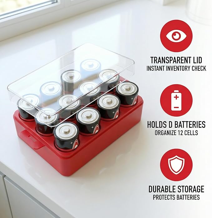 ALCYON Battery Organizer Storage Case, Battery Vault Box Container - Image 3