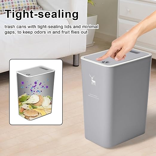 XPIY Trash Can with Lid, 2 Pack 4 Gallons/15 Liters Garbage Can with Press Top - Image 4