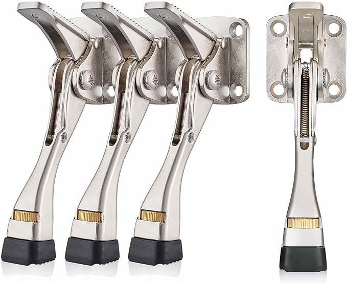Kickdown Door Stopper 4" – 4 Pack, Heavy-Duty Commercial Foot-Operated Door by Jasluna