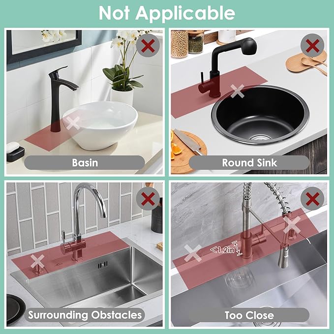 24 Inch Silicone Faucet Mat for Kitchen Sink Splash Guard - Image 6