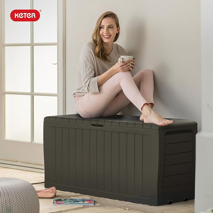 Keter Marvel Plus 71 Gallon Resin Outdoor Storage Box for Patio, Balcony & Garden – Weather‑Resistant Deck Box for Cushions, Pillows, Pool Floats & Tools, Mossy Brown - Image 10