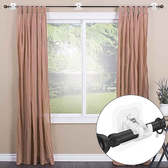 14PCS No Drill Curtain Rod Brackets No Drilling Self Adhesive Curtain Rod - Image 3