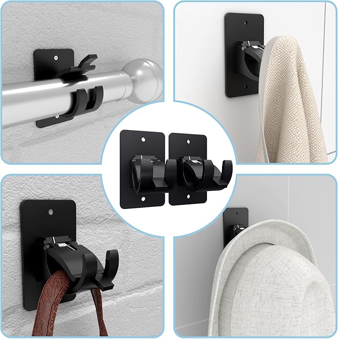 2 Pieces Self Adhesive Curtain Rod Bracket, Universal Plastic Curtain Rod - Image 6
