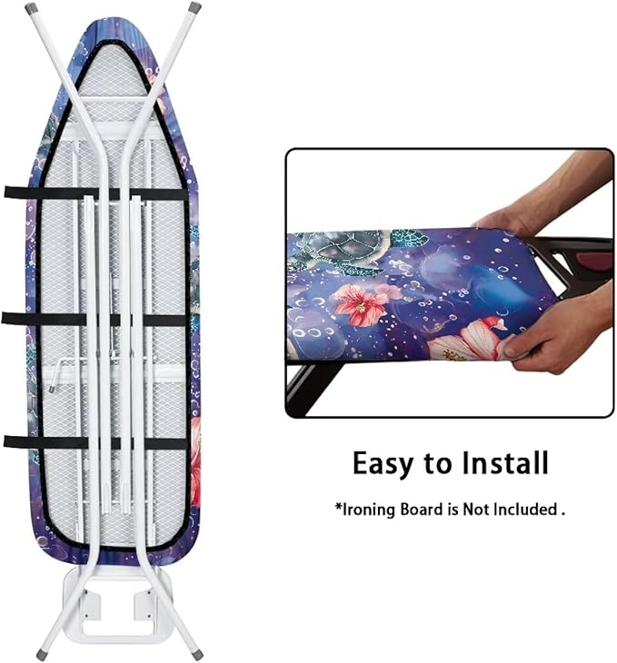 Floral Sea Turtle Ironing Board Cover Heat Reflective Anti-dust, Soft Fabric - Image 4