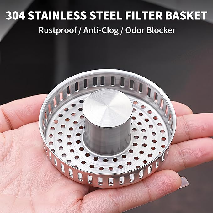 2 Pack – 3-in-1 Kitchen Sink Drain Strainer Stopper, 304 Stainless Steel Pop Up - Image 8