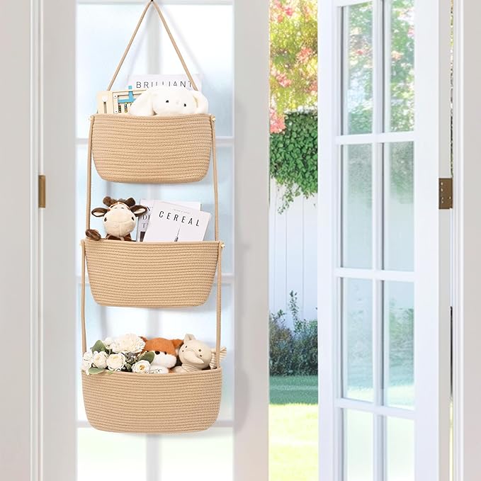 Hanging Basket, 3-Tier Wall Baskets, Over the Door Organizer - Image 7