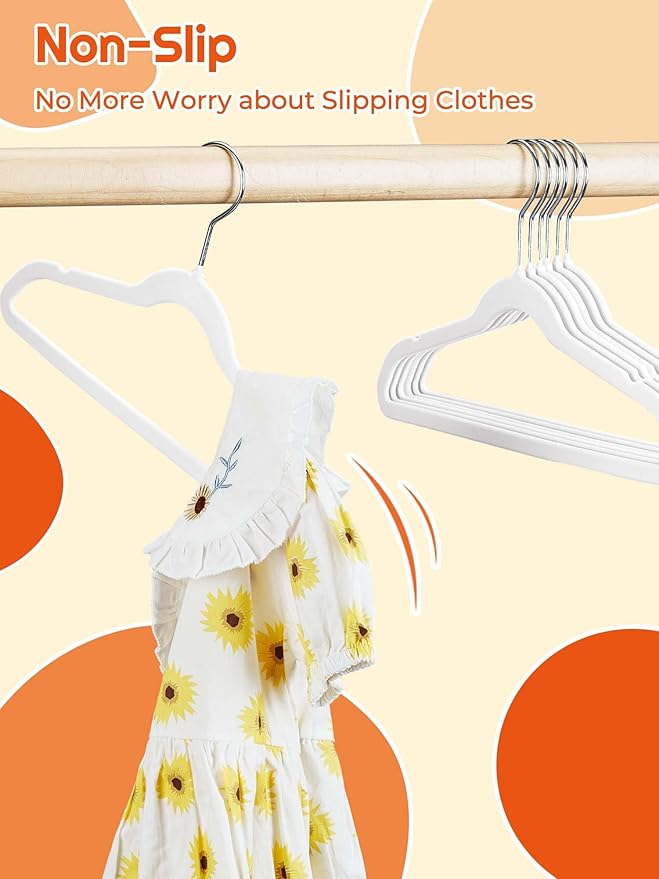HOUSE DAY 14 Inch Kids Velvet Hangers 50 Pack, Durable Big Kids Hangers - Image 3