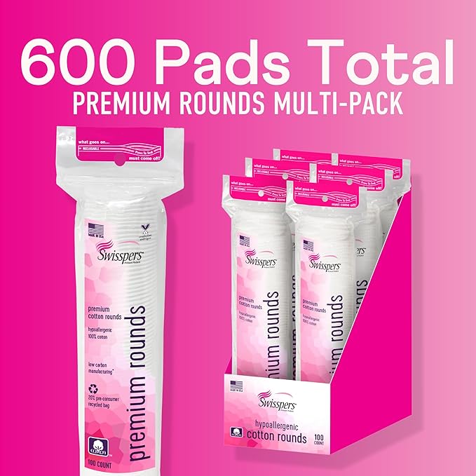 Swisspers Premium Cotton Rounds, Dual Sided Pads - Image 2