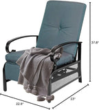 Oakcloud Adjustable Outdoor Lounge Chair Metal Patio Relaxing Recliner Chair with Removable Cushions(Peacock Blue) - Image 8