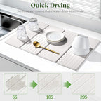 Large Stone Dish Drying Mat for Kitchen Counter, Quick Dry Stone Dishes Mats - Image 2