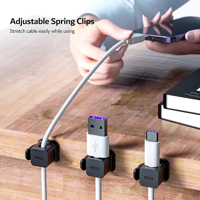 PZOZ 6 Pack Cord Organizer, Adhesive Charger Cable Clips, Wire Holder Keeper - Image 4