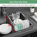 Small Dish Drainer Rack in Sink Adjustable, Expandable Stainless Steel Metal - Image 3